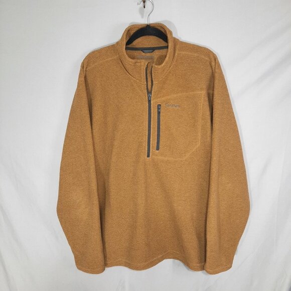 Simms Fishing Sweater Mens XL Dark Bronze Rivershed Half Zip Fleece Pullover - Picture 1 of 10